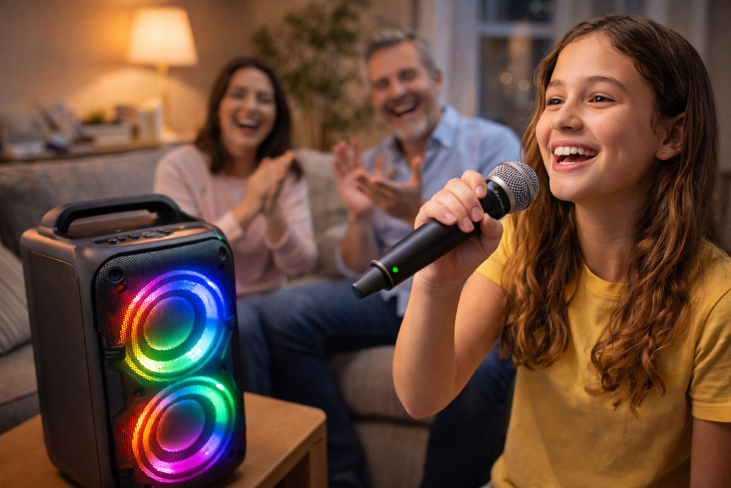 לילה קריוקי משפחתי בסלון