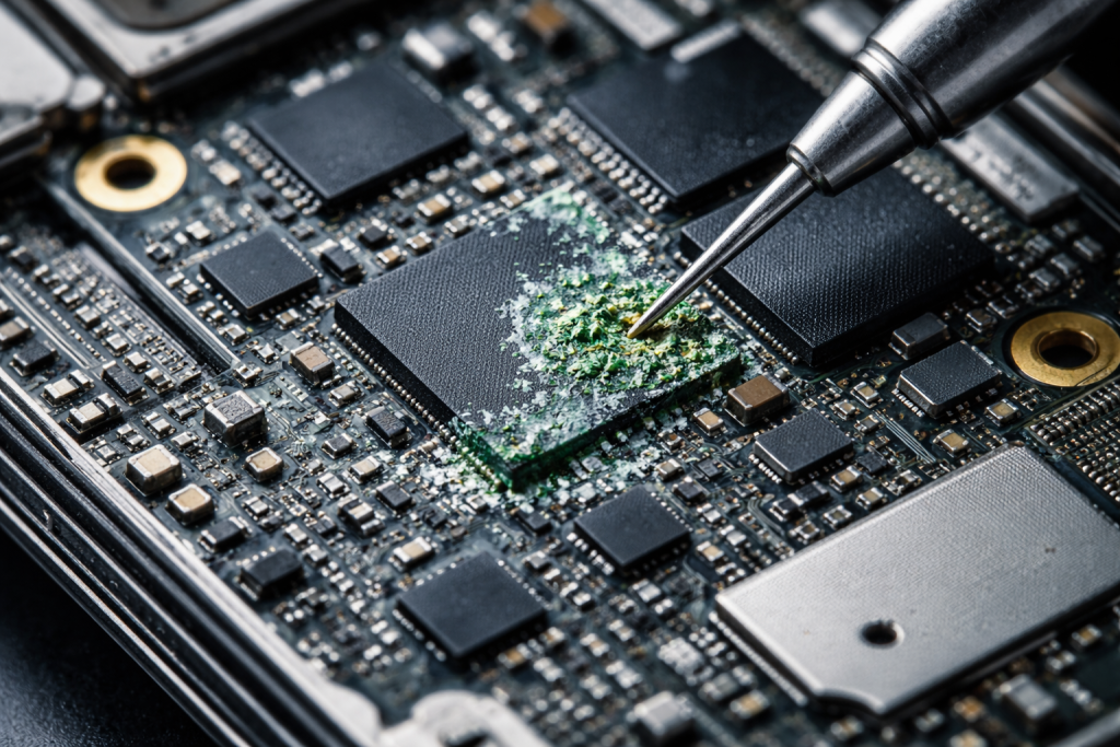 שחיקת רכיב שנרטב במעגל מודפס